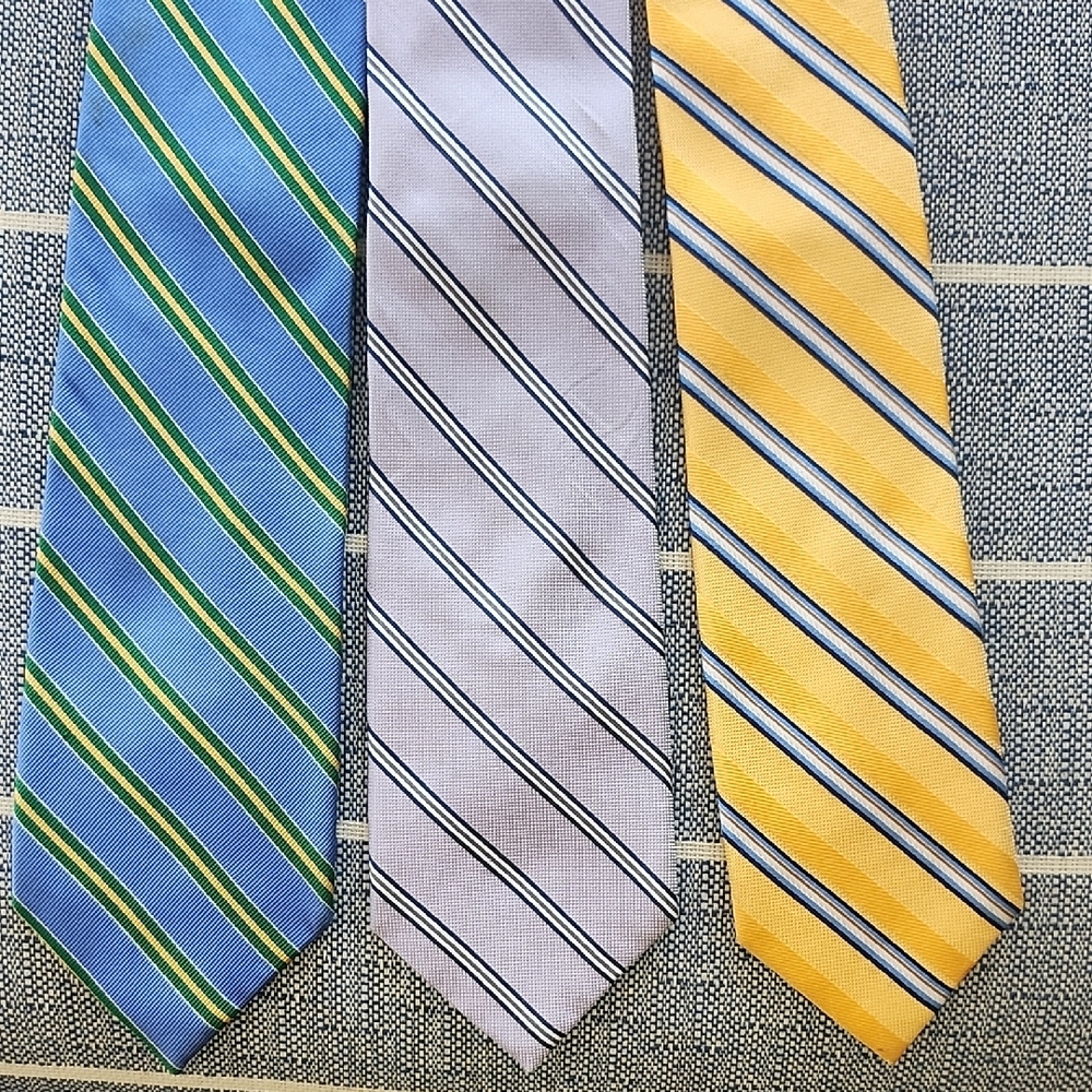 Jos. A. Bank Blue, Gray, and Yellow Striped Ties